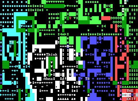 Complex slider and pusher puzzle in ZZT. Looks somewhat messy.